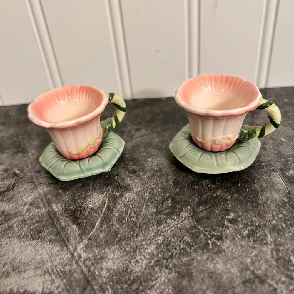 Vintage Miniature Ceramic Tea Cups & Saucers | Cottage Whimsi Trinket Fairy
